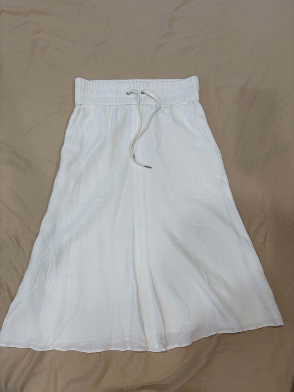 Helmut Lang White A-Line Drawstring Skirt